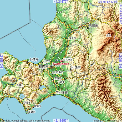 Topographic map of Iwamizawa