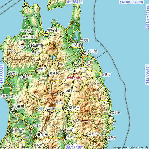 Topographic map of Ichinohe