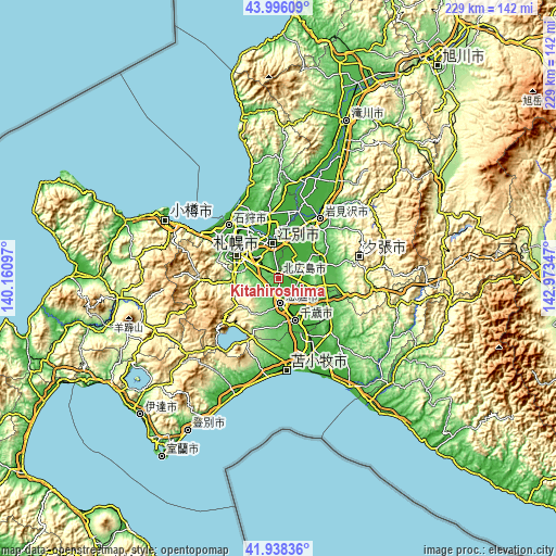 Topographic map of Kitahiroshima