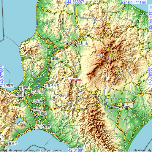 Topographic map of Furano