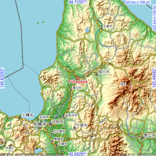 Topographic map of Fukagawa