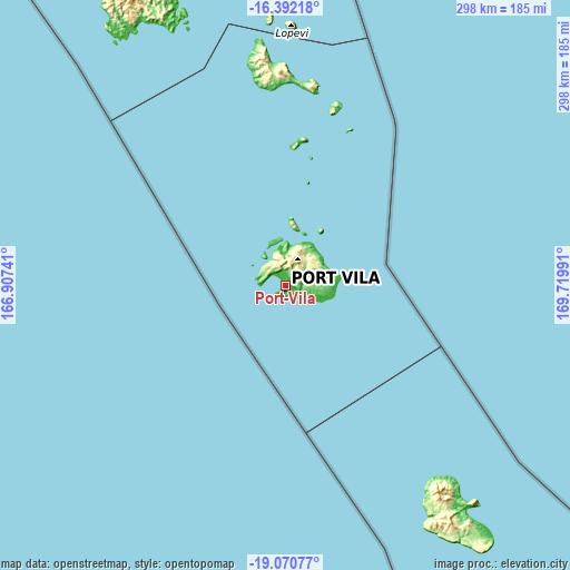 Topographic map of Port-Vila
