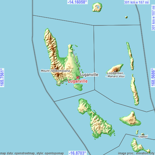 Topographic map of Luganville