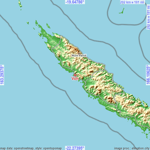 Topographic map of Voh