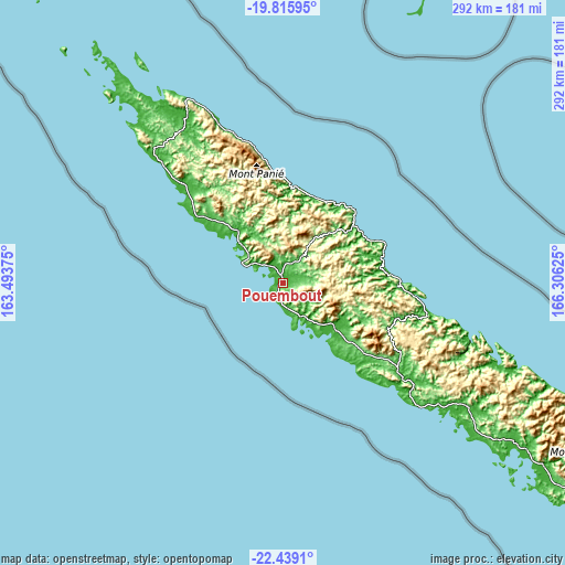 Topographic map of Pouembout