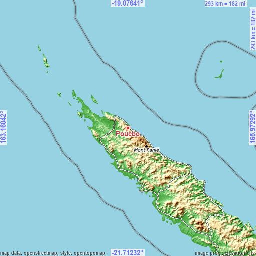 Topographic map of Pouébo