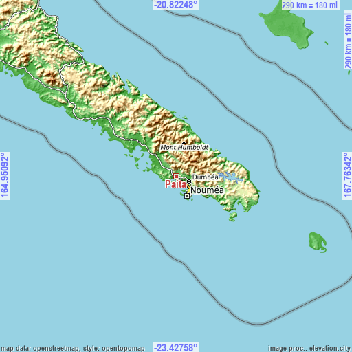 Topographic map of Païta