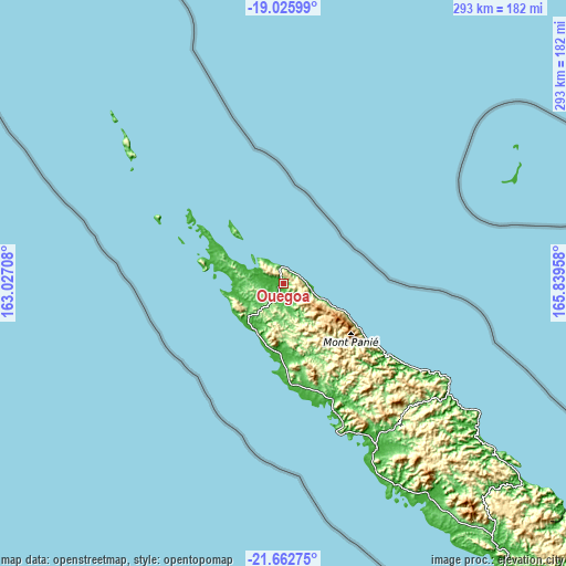 Topographic map of Ouégoa