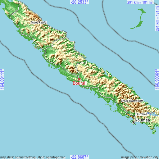 Topographic map of Bourail