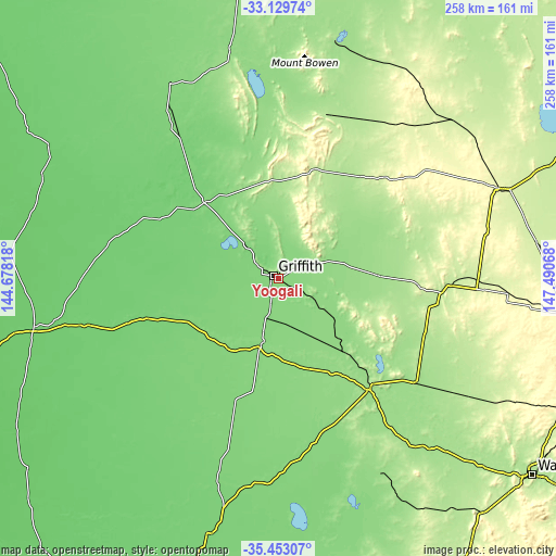 Topographic map of Yoogali