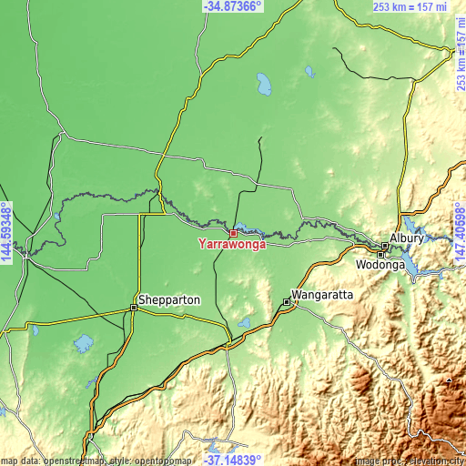 Topographic map of Yarrawonga