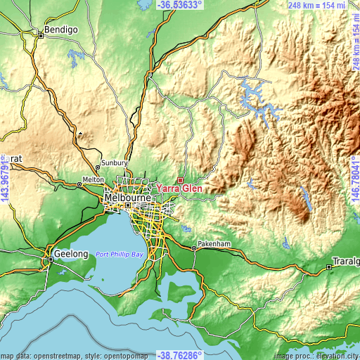 Topographic map of Yarra Glen