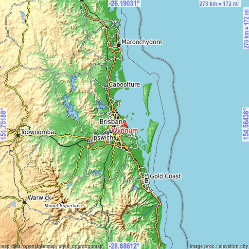 Topographic map of Wynnum