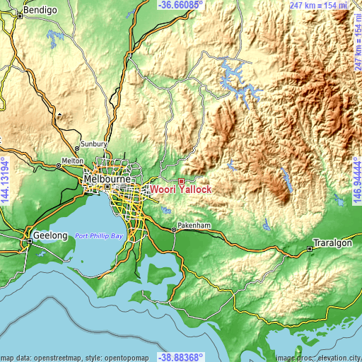 Topographic map of Woori Yallock