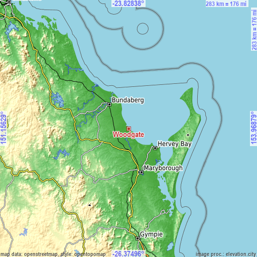 Topographic map of Woodgate