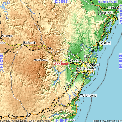 Topographic map of Woodford