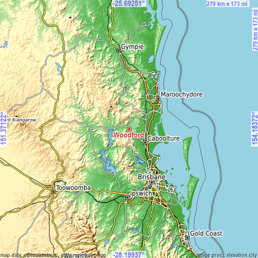 Topographic map of Woodford