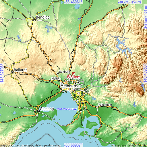 Topographic map of Wollert