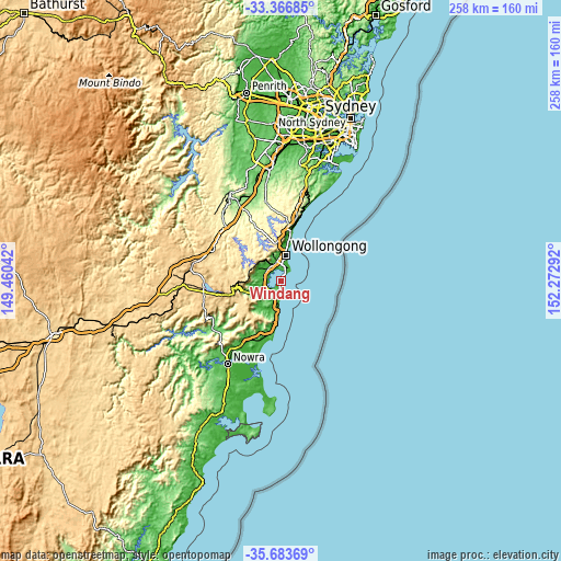 Topographic map of Windang