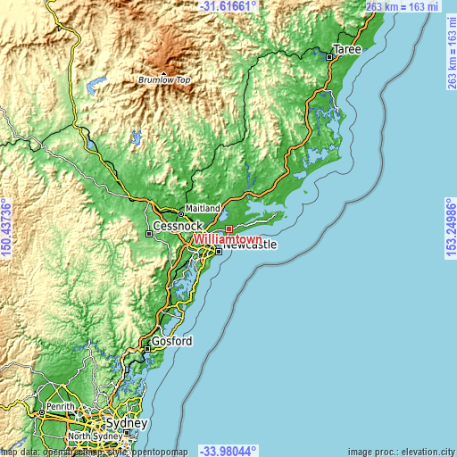 Topographic map of Williamtown