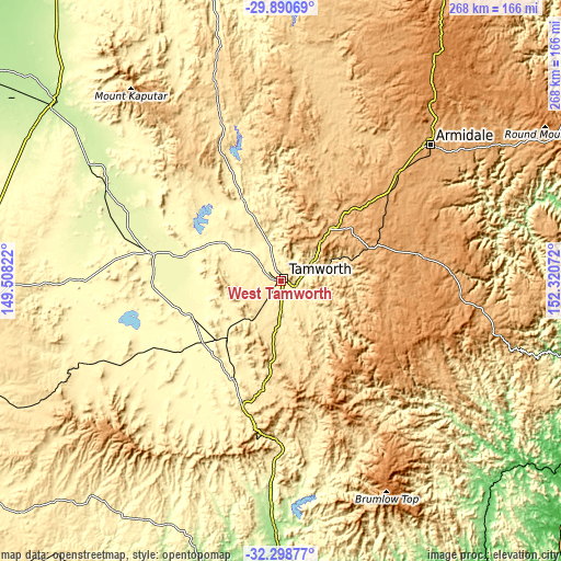 Topographic map of West Tamworth