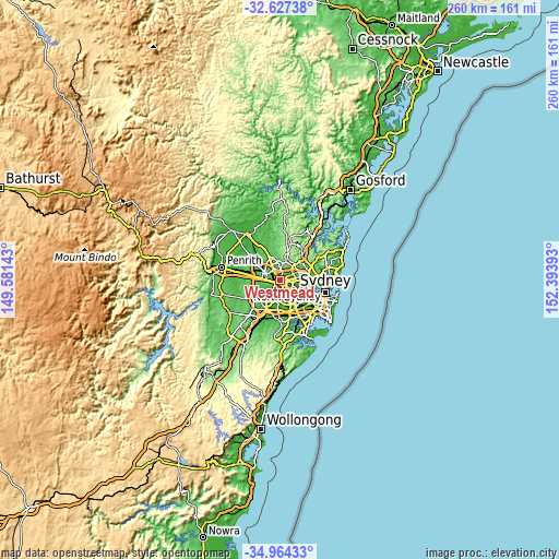 Topographic map of Westmead
