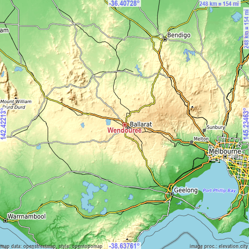 Topographic map of Wendouree