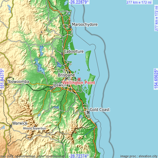 Topographic map of Wellington Point