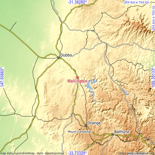 Topographic map of Wellington