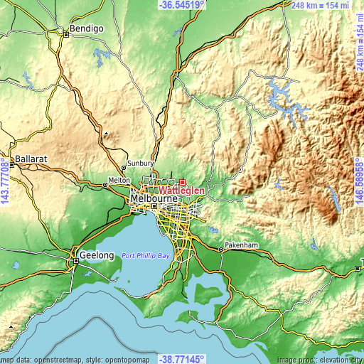 Topographic map of Wattleglen