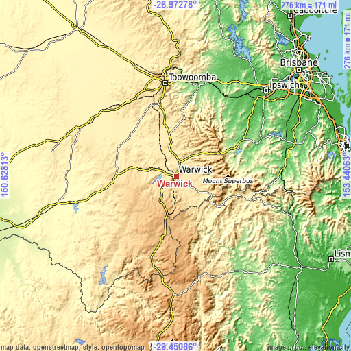 Topographic map of Warwick