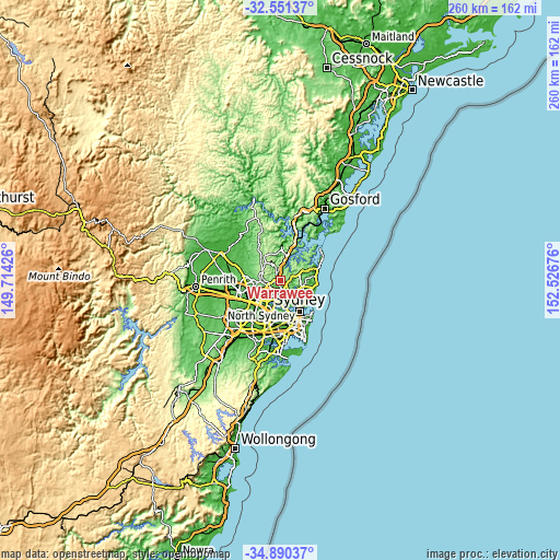 Topographic map of Warrawee