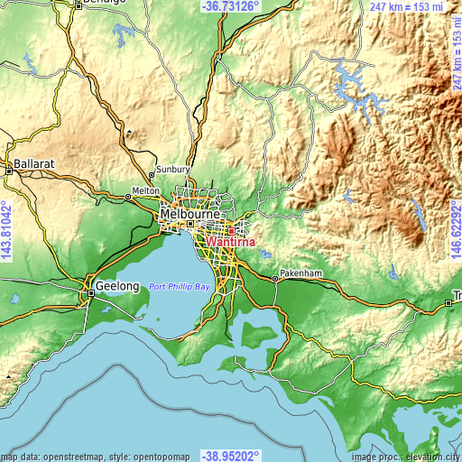 Topographic map of Wantirna