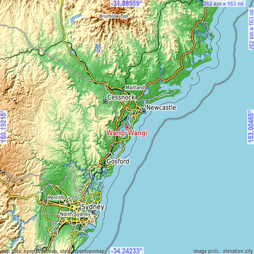 Topographic map of Wangi Wangi