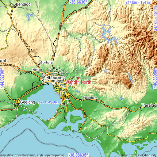 Topographic map of Wandin North