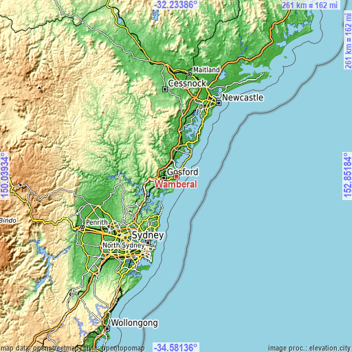 Topographic map of Wamberal