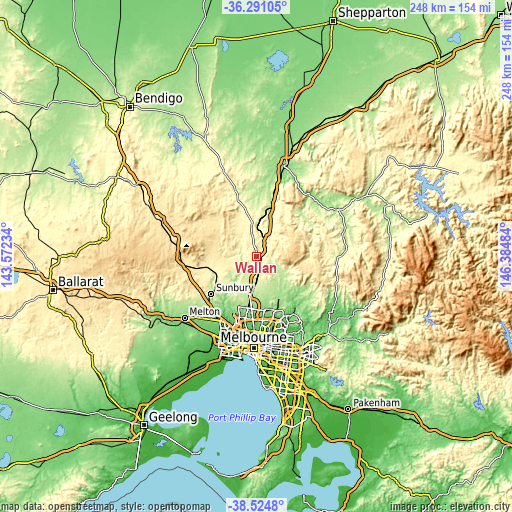 Topographic map of Wallan