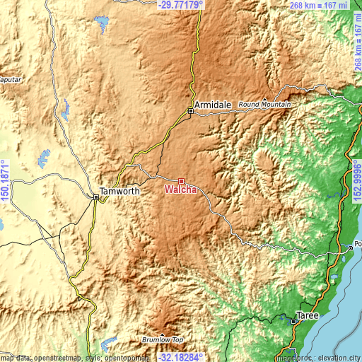 Topographic map of Walcha