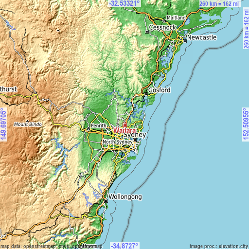 Topographic map of Waitara