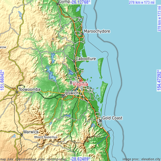 Topographic map of Virginia