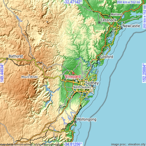 Topographic map of Vineyard