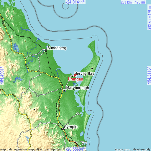 Topographic map of Urangan