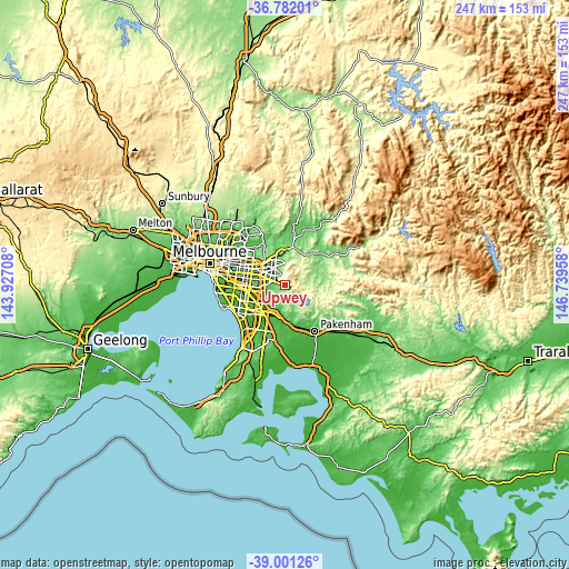 Topographic map of Upwey