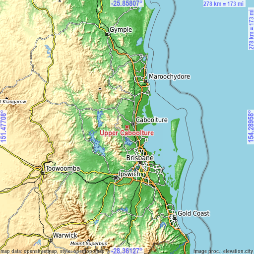 Topographic map of Upper Caboolture