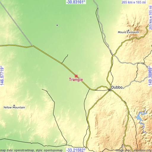 Topographic map of Trangie