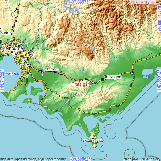 Topographic map of Trafalgar