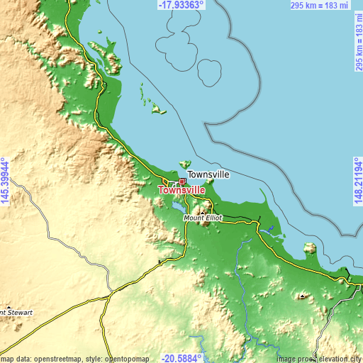Topographic map of Townsville