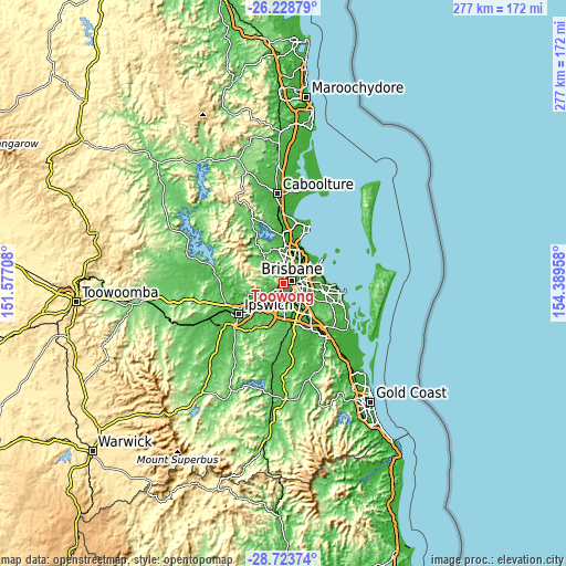 Topographic map of Toowong