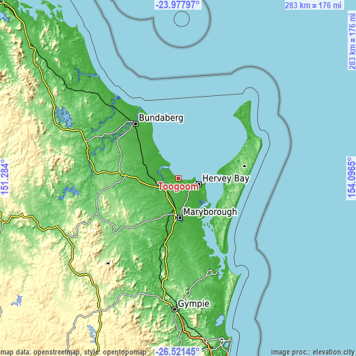 Topographic map of Toogoom