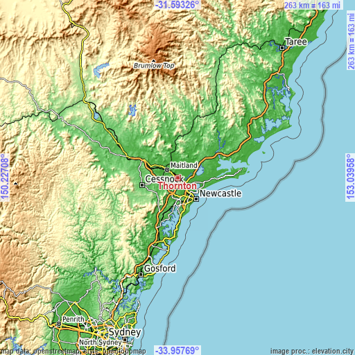 Topographic map of Thornton